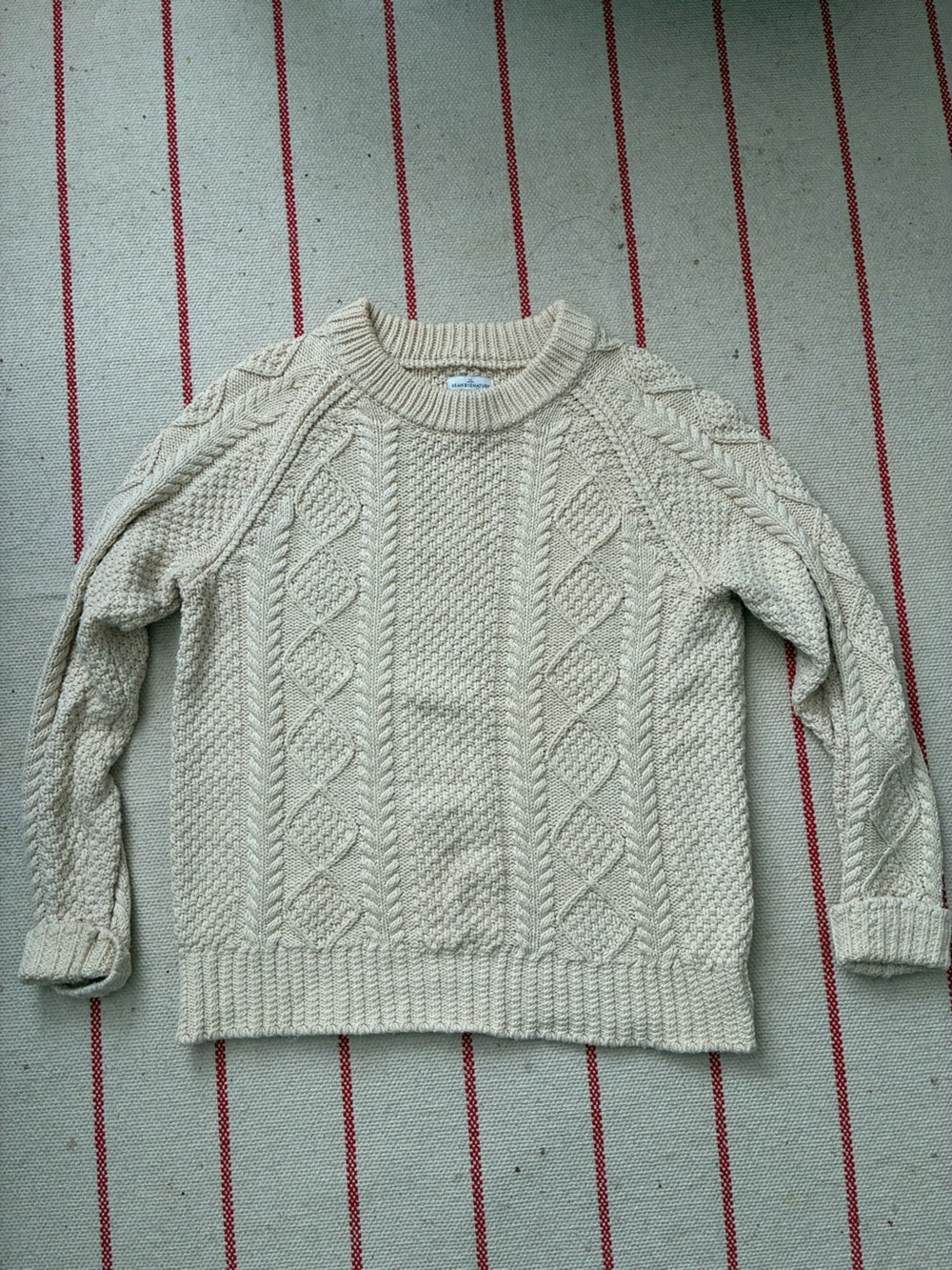 L.L. Bean Cream Cable Knit Crewneck Sweater